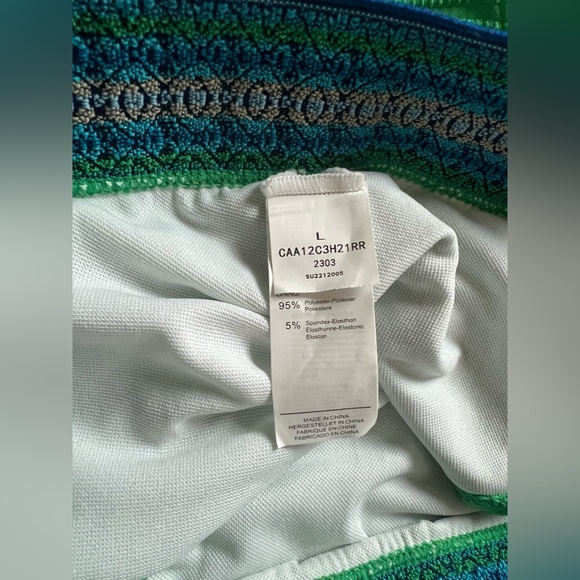 💚CUPSHE bikini ribbed green U wire halter geo trim high waist swim Large - Picture 7 of 10